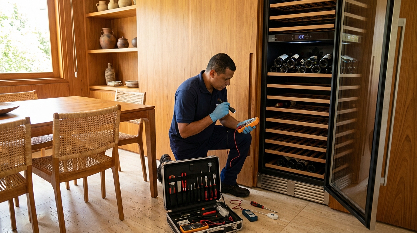 Substituição do termostato de uma adega climatizada em Campinas‑SP