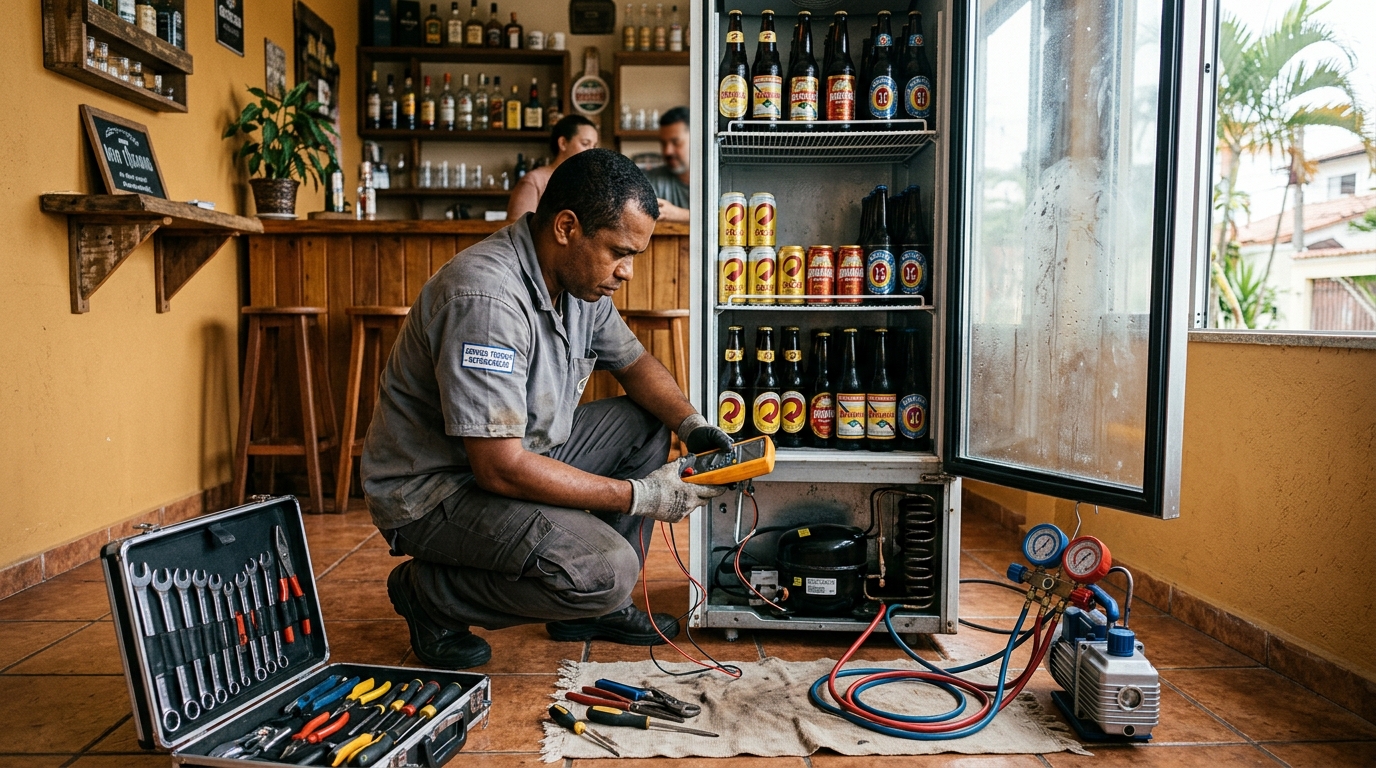 Substituição do termostato de uma cervejeira em Campinas‑SP
